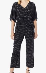 Anthropologie Paige Vanette Polka-Dot Printed Cropped Jumpsuit Black Small