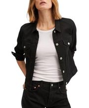 MANGO Vicky Denim Short Black Jacket Sz S