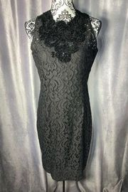 Dress Womens 12 Black Cocktail Sheath Lace Lined Cruise, Wedding