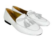 Ann Taylor Ursula Croco Tassel Loafer Leather White Size 7