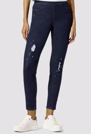 HUE Studio Distressed Denim Legging Midnight Rinse XL 16/18 NEW