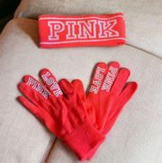 NWOT PINK headband and gloves set