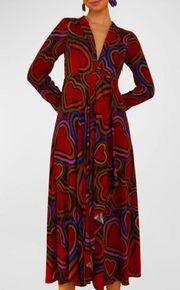 NEW Farm Rio Rainbow Wild Hearts Maxi Womens Dress Size XS Print V Neck Midi