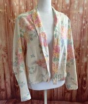 Old Navy Pastel Floral Linen Blend Open Blazer