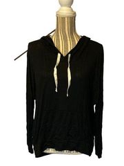 Heart & Hips Black Long Sleeve Lightweight Hooded Shirt Women Sz S