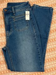 Sky High Rise Vintage Slim Jeans With Washwell