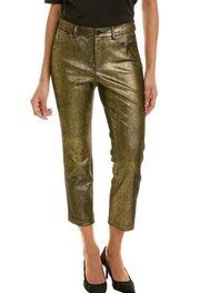 Lafayette 148 New York leather Mercer pants metallic finish 0