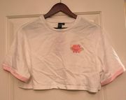 Sanrio X  Shein Pink White Crop Top XL Shirt 100% Cotton Cute Doll Kawaii Karaoke Tokyo