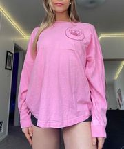 pink oversized graphic long sleeve tee shirt