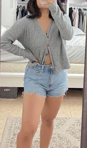 Urban Outfitters Gray Ribbed Cropped Cardigan