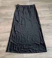 jupe maxi satin slip skirt in jet black