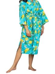 NWT Printfresh Organic Cotton Robe Turquoise Lemon Zest