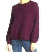 14th & Union Crewneck Puff Sleeve Sweater Eggplant Size XSP NWOT