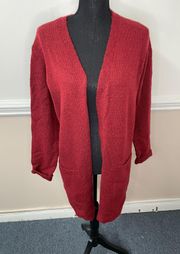 s Red-Orange Open Front Cardigan Size Large