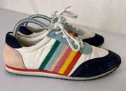 Boden Women's Lace Up Rainbow Stripe Casual Trainer Sneakers Shoes Size 40 8.5