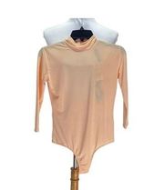 Motel Mock Neck Long Sleeve Bodysuit Peach Size M NWT Minimalist Stealth Wealth