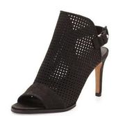 Vince Aden Laser Cut Suede Peep Toe Heel Sandal Slingback Booties Nubuck 7 37.5