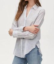 Michael Stars Joanna Button Down Shirt - Stripes - Navy Multi/Navy Stripe