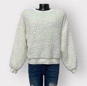 GAP Fuzzy White Sherpa Sweater Womens sz M Fall Winter Faux Fur Warm Comfy Cozy