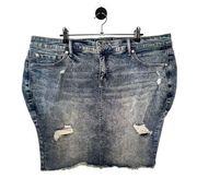 Torrid Distressed Acid Washed Mid-Rise Casual Denim Pencil Skirt