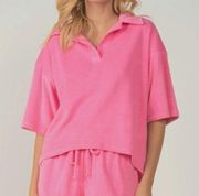 Elan Tabitha Pink Terry Cloth Top