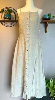 Old Navy Khaki Tan Colored Midi Maxi Dress with Buttons