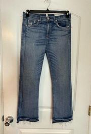 DL1961 Medium Wash Midrise Instasculpt Mara Ankle Raw Hem Straight Leg Jeans 29