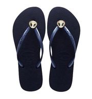 Slim Swarovski Crystal Peace Sign Flip Flops Marine Flat Thong Sandals