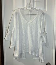 Cato White Boho Knit V Neck 3/4 Sleeve Blouse XL