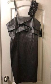 Ayln Paige dark grey metallic one shoulder dress sz 22