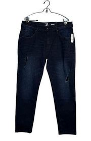 NWT NY & Co Women's Skinny Jeans Dark Wash Distressed Size 38