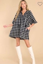 Day & Moon Red Dress Boutique Pinky Promise Black Plaid Dress Size L