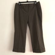 New York & Company Capri Pants 8 Metallic Pinstripe Olive Green Career Office