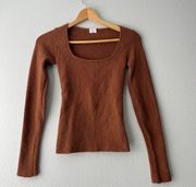 Wilfred Brown Square Neck Knit Sweater