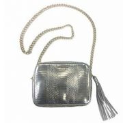 NWT Victoria’s Secret Patent Leather Snake Print Silver Metallic Crossbody