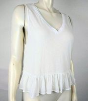 WILDFOX White Peplum V Neck Sleveless Blouse XS