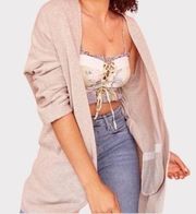 Donni Draped Cardigan Ribbed Sweater Duster Tan Taupe