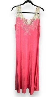 Soft Surroundings Macrame Embroidered Sleeveless Maxi Dress