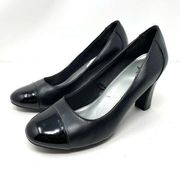 LIFE STEIDE faux black leather heels, Size 10