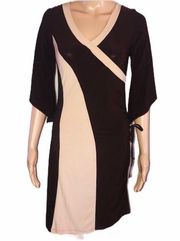 MKM Designs brown & beige 3/4 sleeve dress