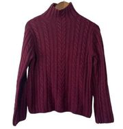 Kate Hill Cable Knit Sweater Pullover Mock Neck Burgundy XL