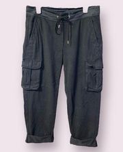 James Perse Cargo Pants w/ Drawstring Waist & Rolled Cuffs in Black - size 2 (M)