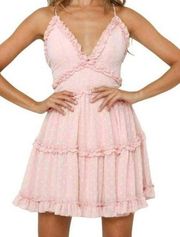 One and Only Collective Baby It's Pink Tiered V-neck Mini Dress Size Medium NWT