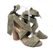 RAYE Maggie wide gladiator ankle thigh block heel sandals in grey suede sz 6