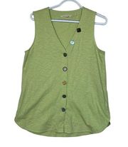 Soft Surroundings womens small green tank mismatched buttons cute casual gem