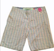 Old Navy  womens cotton plaid summer bermuda shorts size 10 blue white green