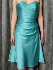 Strapless Bridesmaid Cocktail Prom Dress in Sea Foam Aqua - Size 4