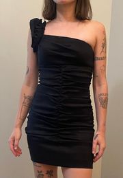 Black Ruched Mini Dress