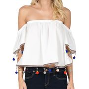 Off Shoulder Pom Pom Blouse