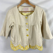 Rebecca Taylor Lemon Embroidered Linen Blend Jacket size 6